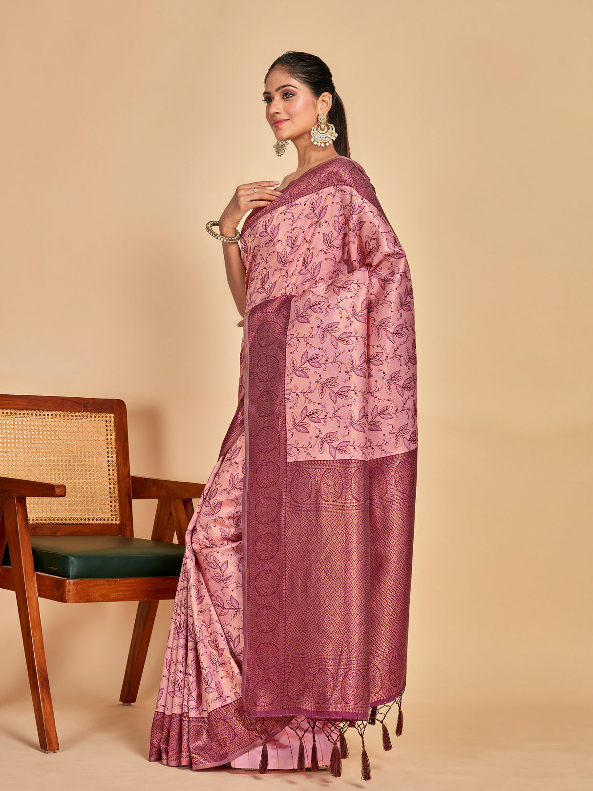 Mimosa Women's Woven Design Banarasi Art Silk Saree With Blouse Piece : SA00001274PNKFREE