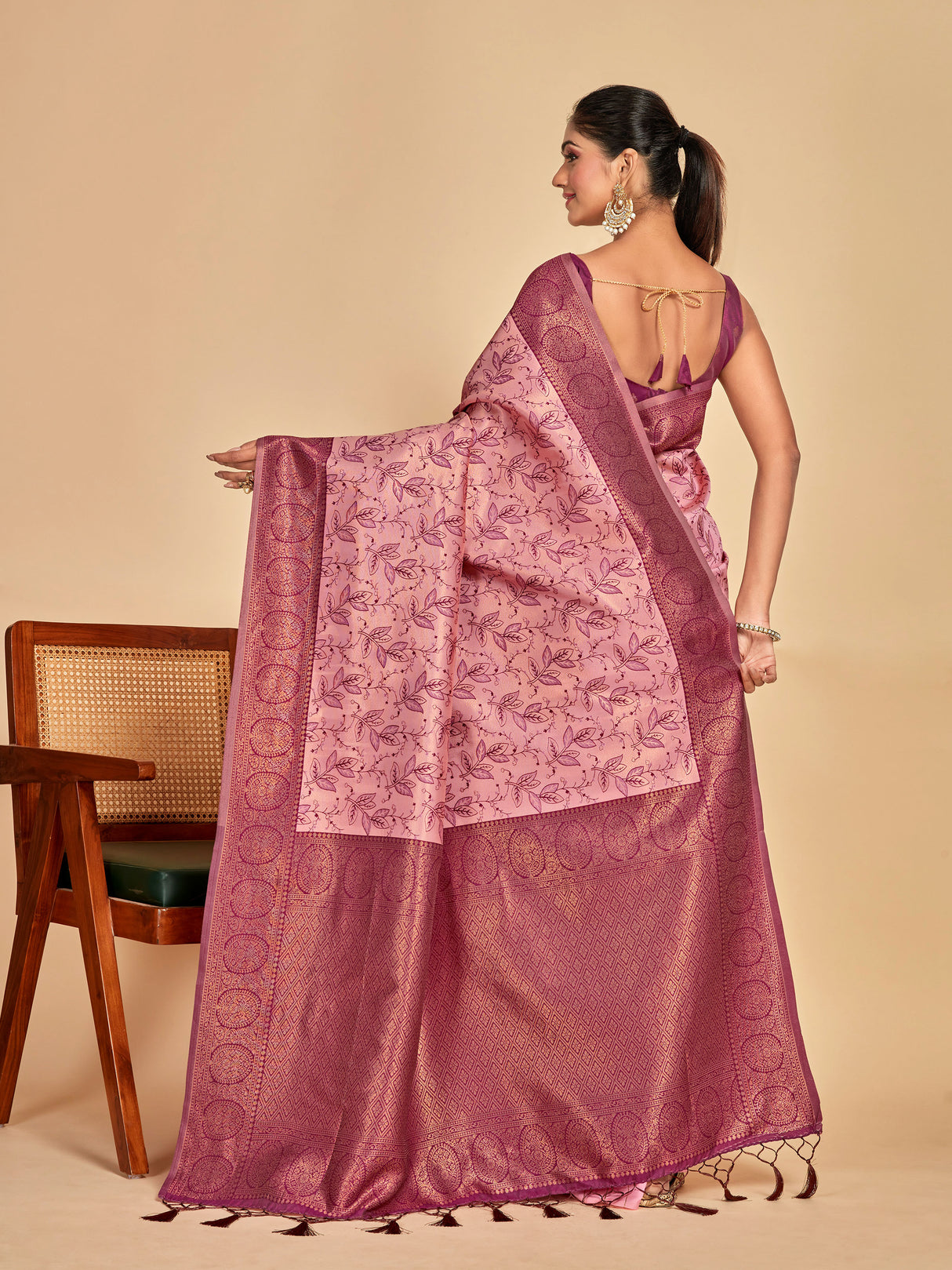 Mimosa Women's Woven Design Banarasi Art Silk Saree With Blouse Piece : SA00001274PNKFREE