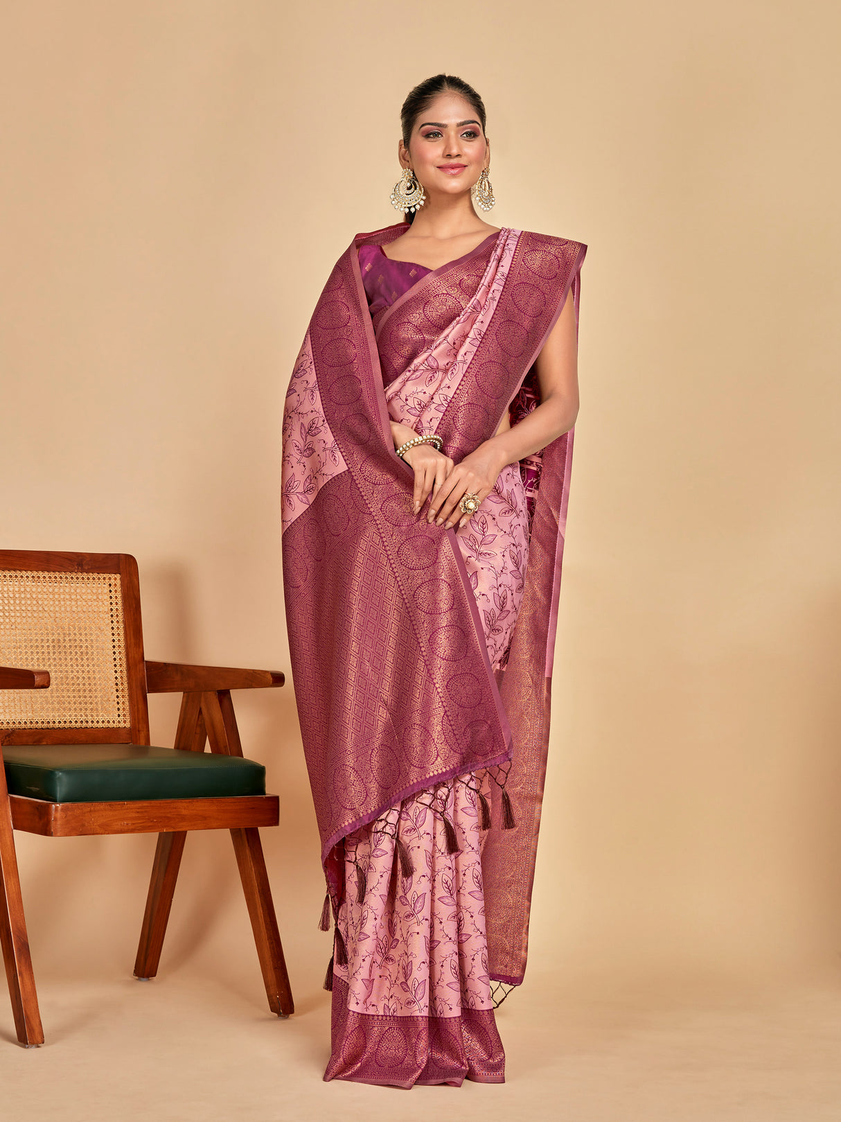Mimosa Women's Woven Design Banarasi Art Silk Saree With Blouse Piece : SA00001274PNKFREE