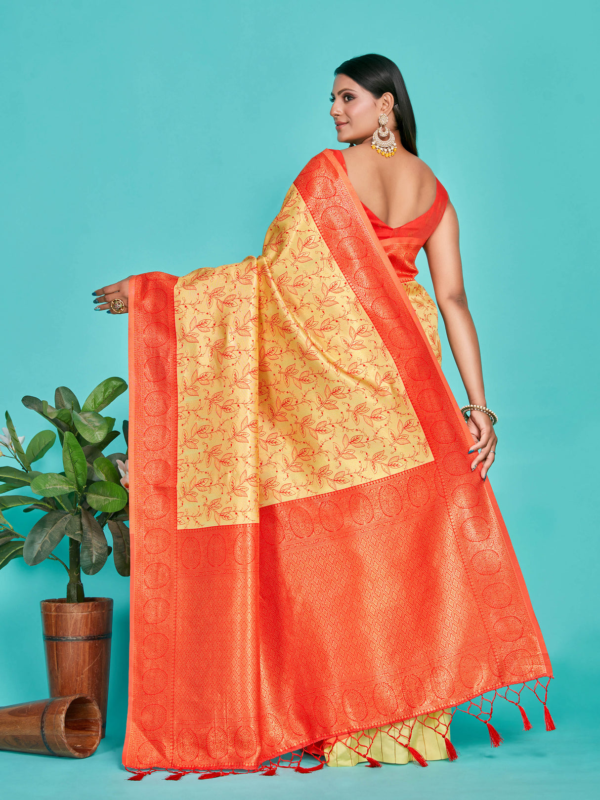 Mimosa Women's Woven Design Banarasi Art Silk Saree With Blouse Piece : SA00001274YLWFREE