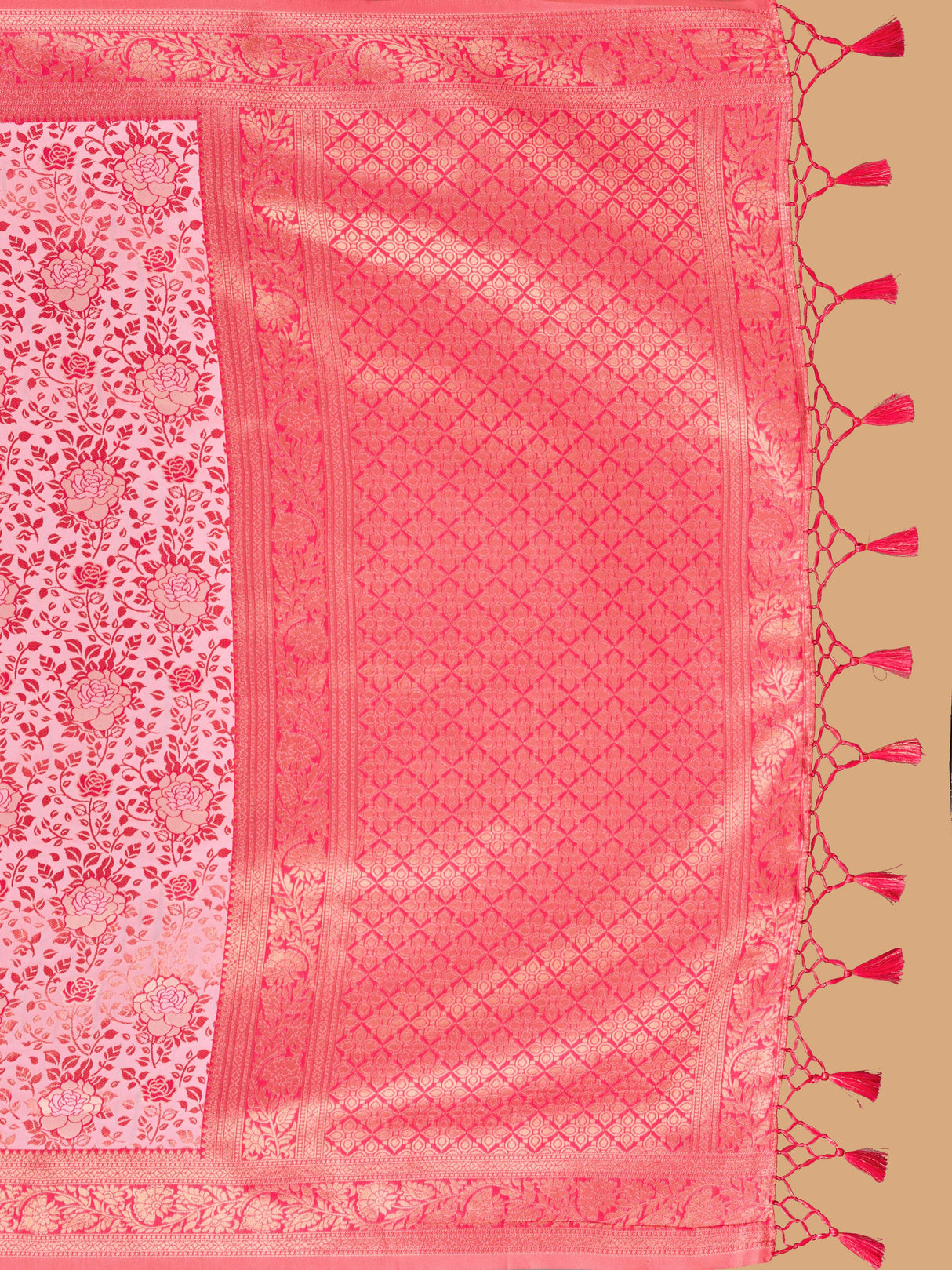 Mimosa Women's Woven Design Banarasi Art Silk Saree With Blouse Piece : SA00001275PNKFREE