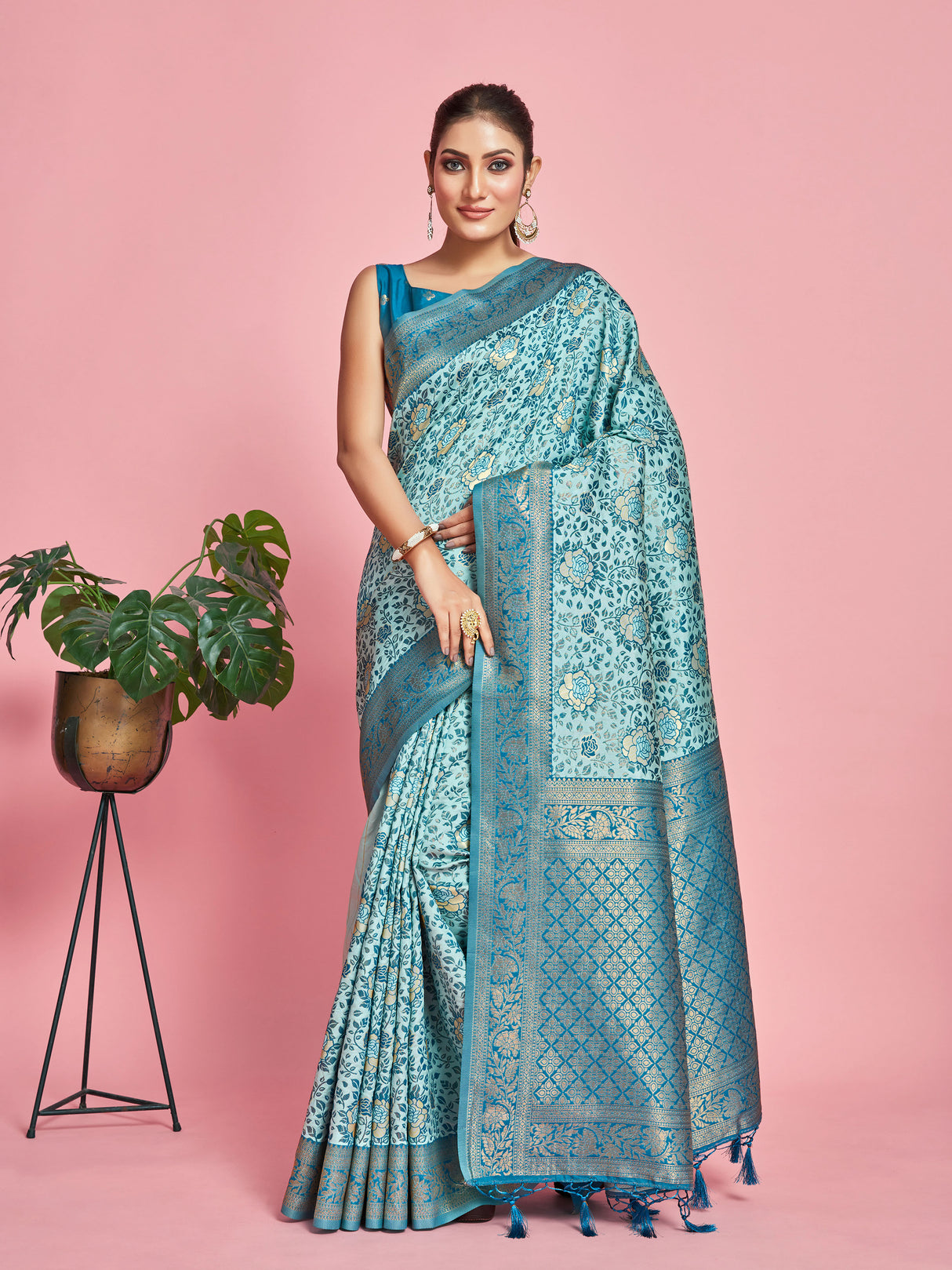 Mimosa Women's Woven Design Banarasi Art Silk Saree With Blouse Piece : SA00001275SFFREE