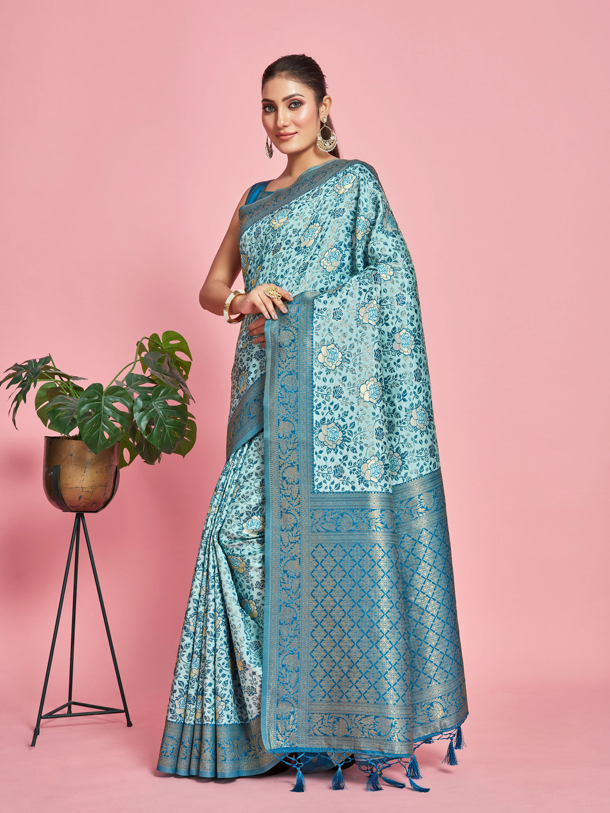 Mimosa Women's Woven Design Banarasi Art Silk Saree With Blouse Piece : SA00001275SFFREE