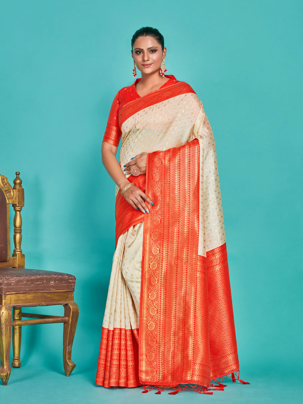 Mimosa Women's Woven Design Kanjivaram Art Silk Saree With Blouse Piece : SA00001276HWFREE