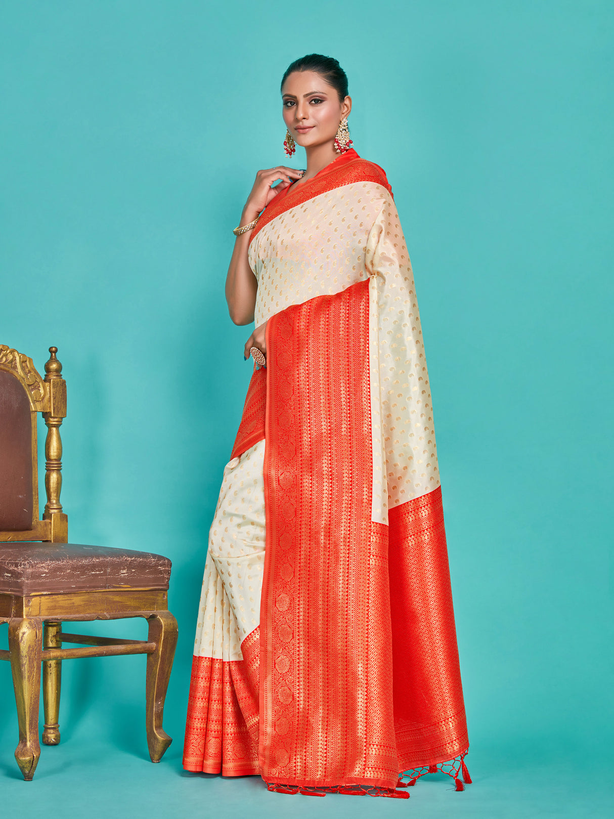 Mimosa Women's Woven Design Kanjivaram Art Silk Saree With Blouse Piece : SA00001276HWFREE