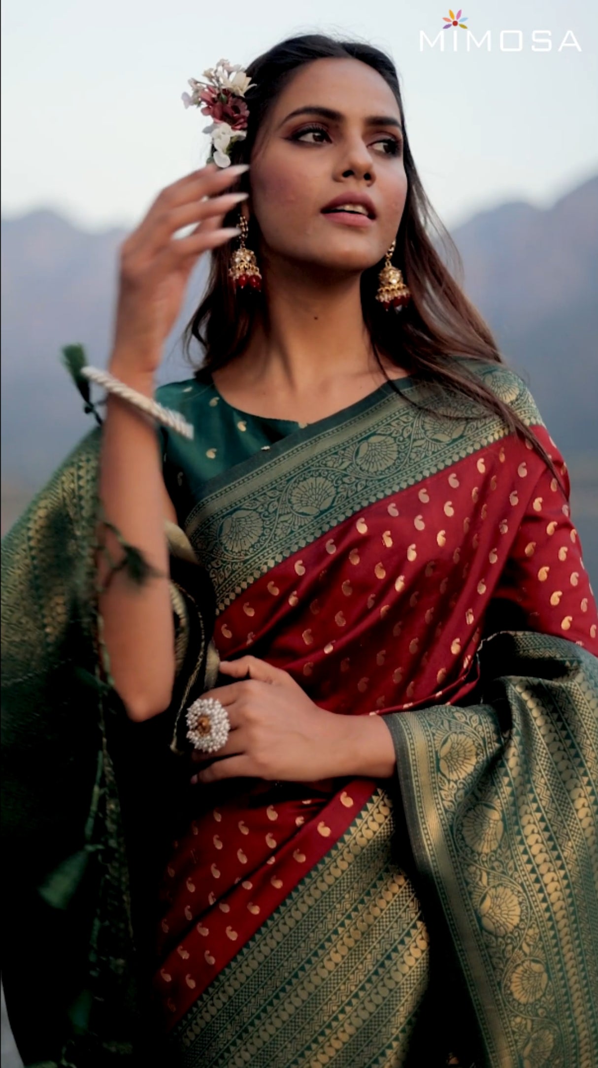 Mimosa Women's Woven Design Kanjivaram Art Silk Saree With Blouse Piece : SA00001276MRFREE