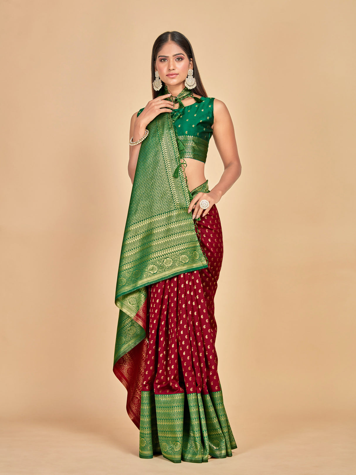 Mimosa Women's Woven Design Kanjivaram Art Silk Saree With Blouse Piece : SA00001276MRFREE