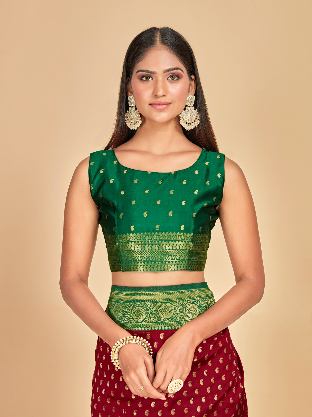 Mimosa Women's Woven Design Kanjivaram Art Silk Saree With Blouse Piece : SA00001276MRFREE