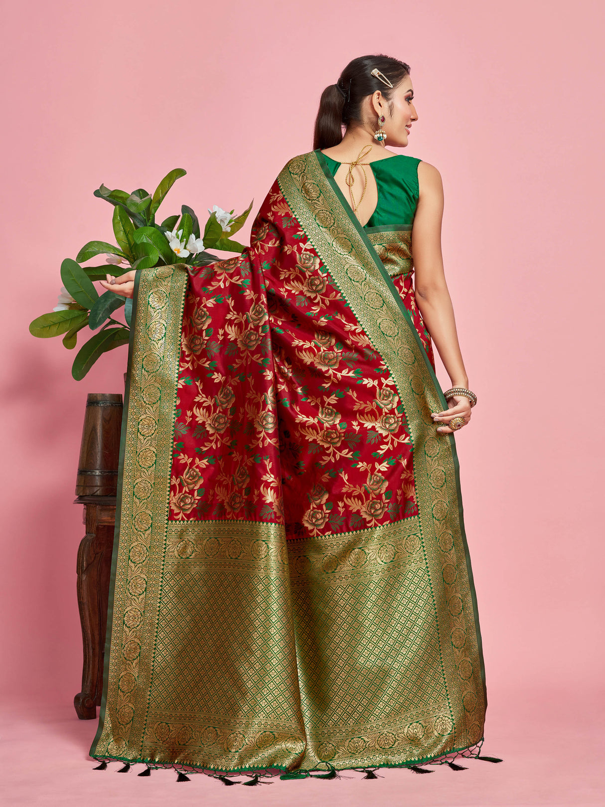 Mimosa Women's Woven Design Kanjivaram Art Silk Saree With Blouse Piece : SA00001279MRFREE