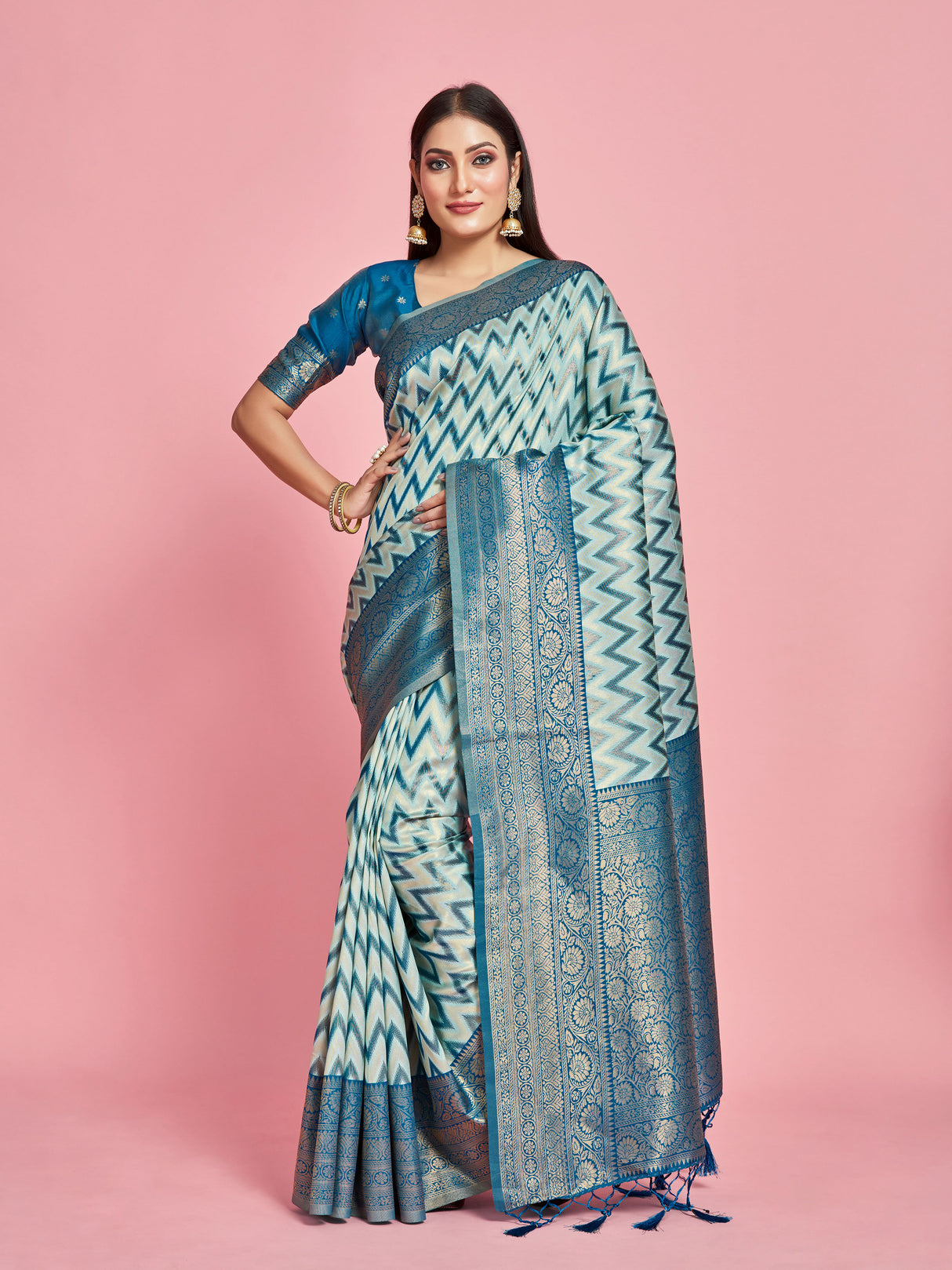 Mimosa Women's Woven Design Kanjivaram Art Silk Saree With Blouse Piece : SA00001280SFFREE