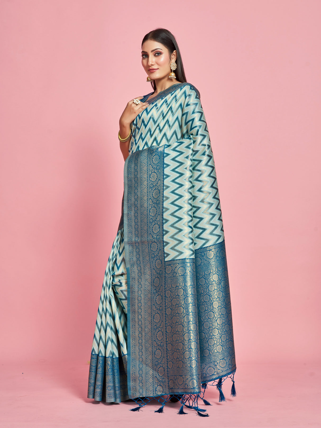 Mimosa Women's Woven Design Kanjivaram Art Silk Saree With Blouse Piece : SA00001280SFFREE