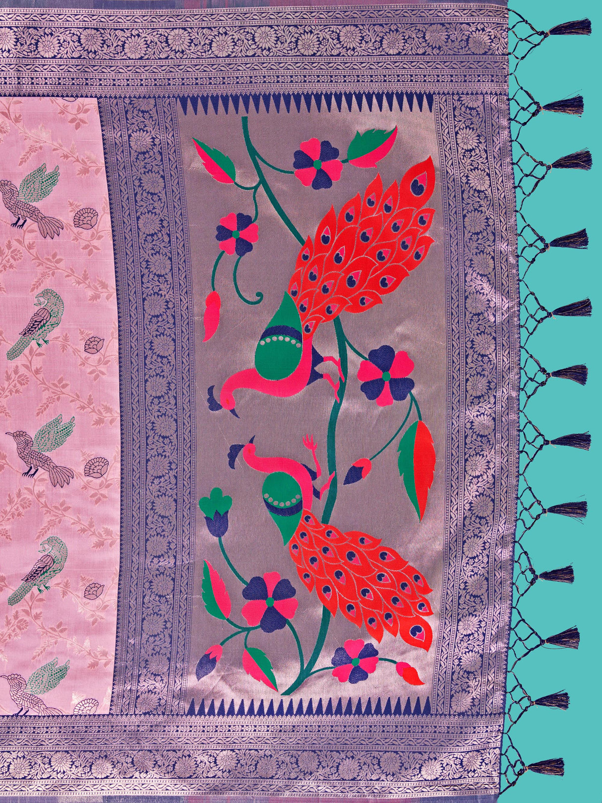 Mimosa Women's Woven Design Banarasi Lenin Saree With Blouse Piece : SA00001281PNKFREE