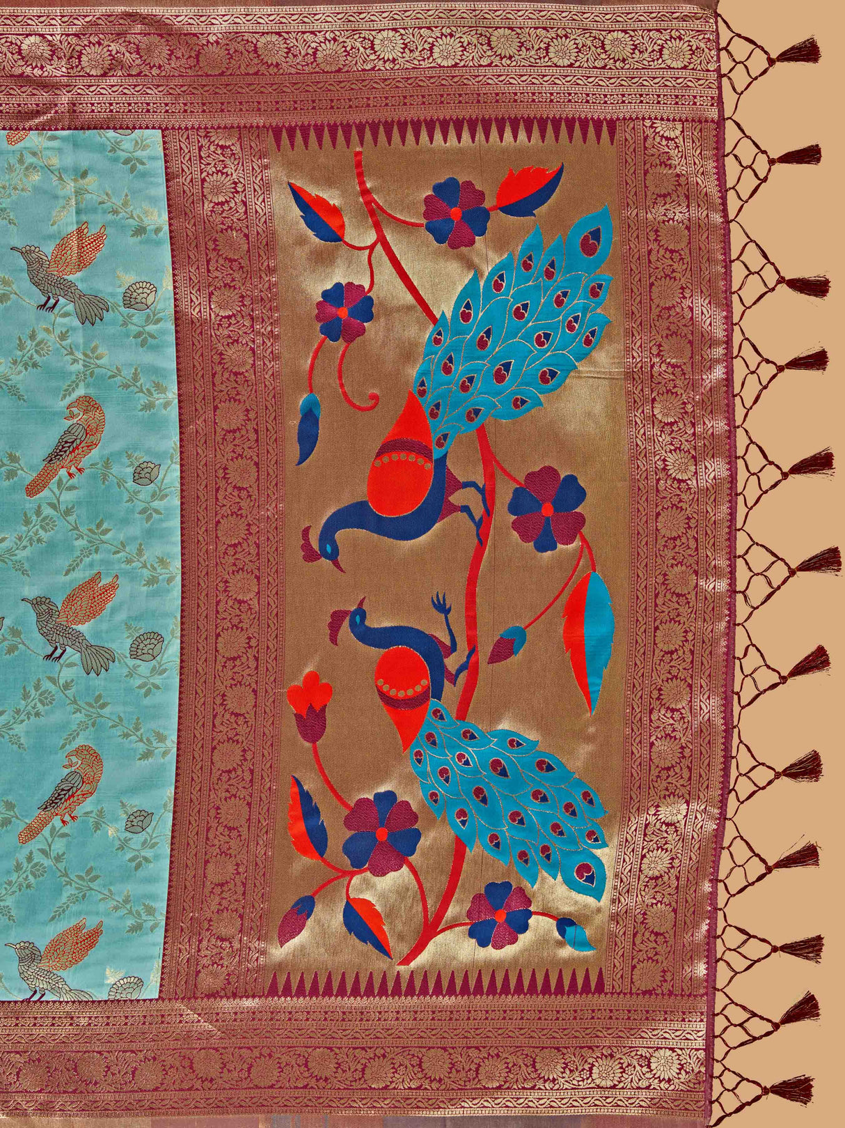 Mimosa Women's Woven Design Banarasi Lenin Saree With Blouse Piece : SA00001281SFFREE