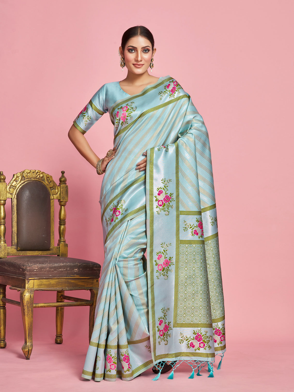Mimosa Women's Woven Design Banarasi Art Silk Saree With Blouse Piece : SA00001282SFFREE