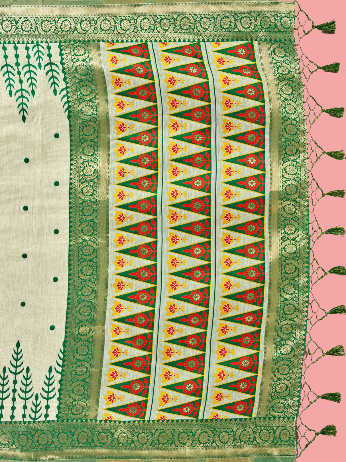 Mimosa Women's Woven Design Banarasi Linen Saree With Blouse Piece : SA00001284GRNFREE