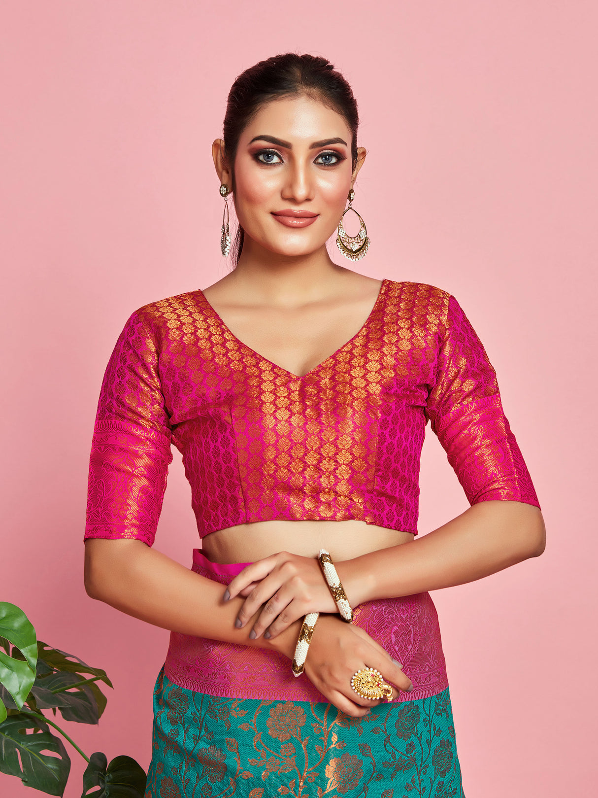 Mimosa Women's Woven Design Kanjivaram Art Silk Saree With Blouse Piece : SA00001291RMFREE