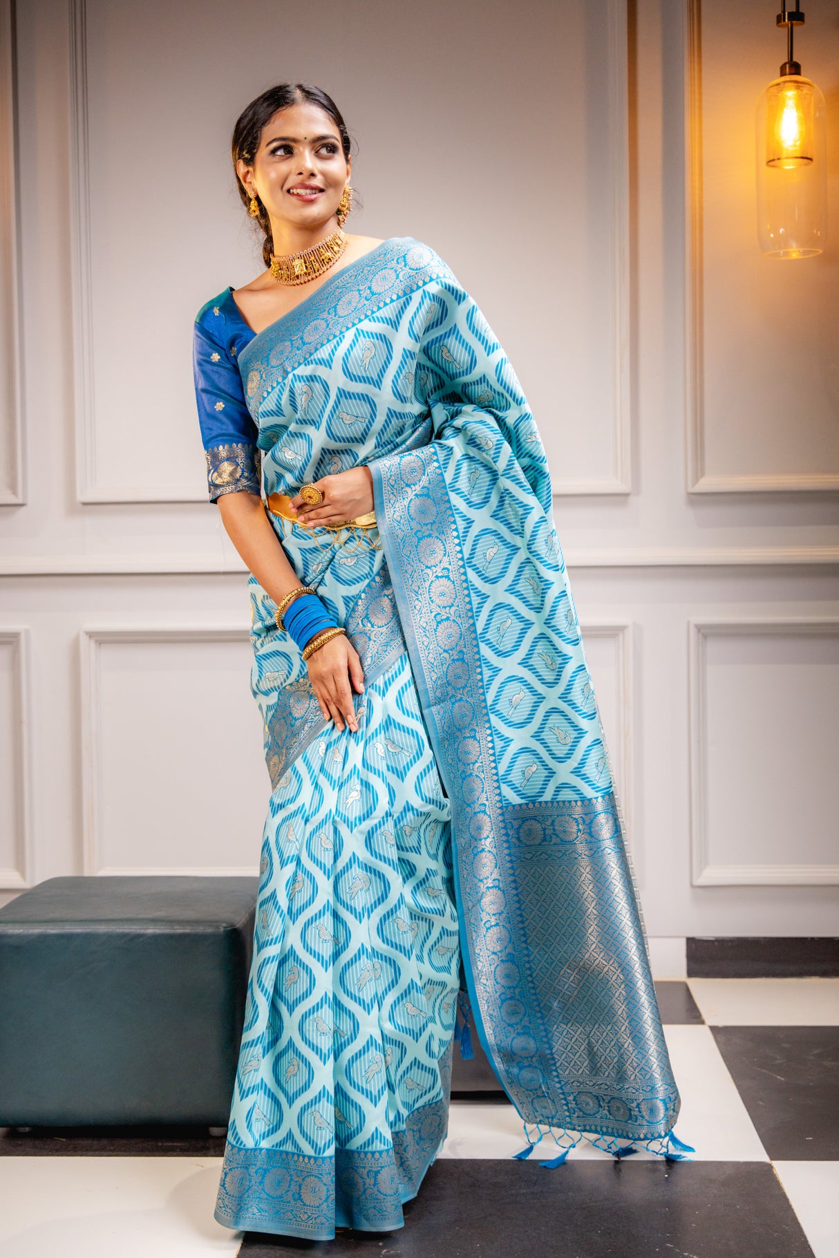 Mimosa Women's Woven Design Banarasi Style Art Silk Saree With Blouse Piece : SA00001588SFFREE