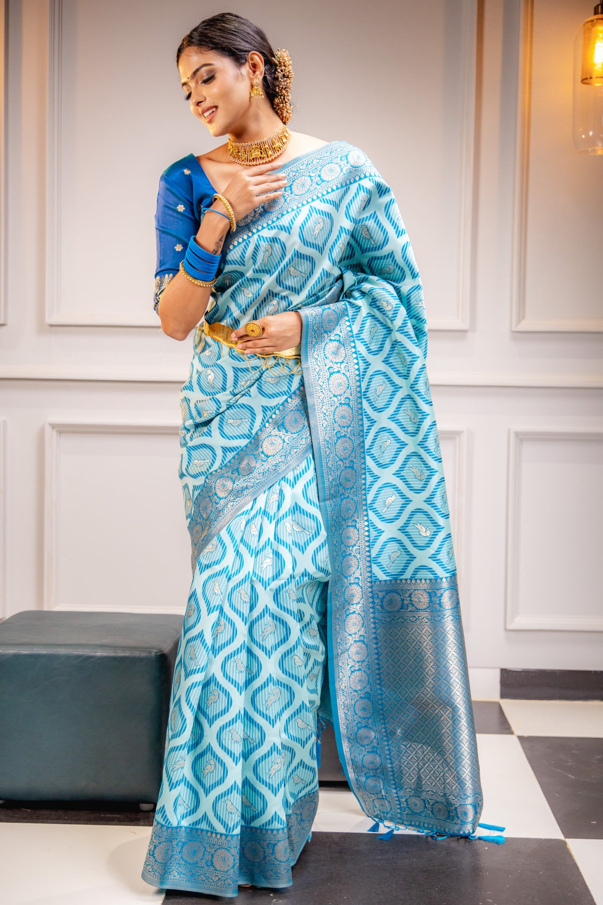 Mimosa Women's Woven Design Banarasi Style Art Silk Saree With Blouse Piece : SA00001588SFFREE