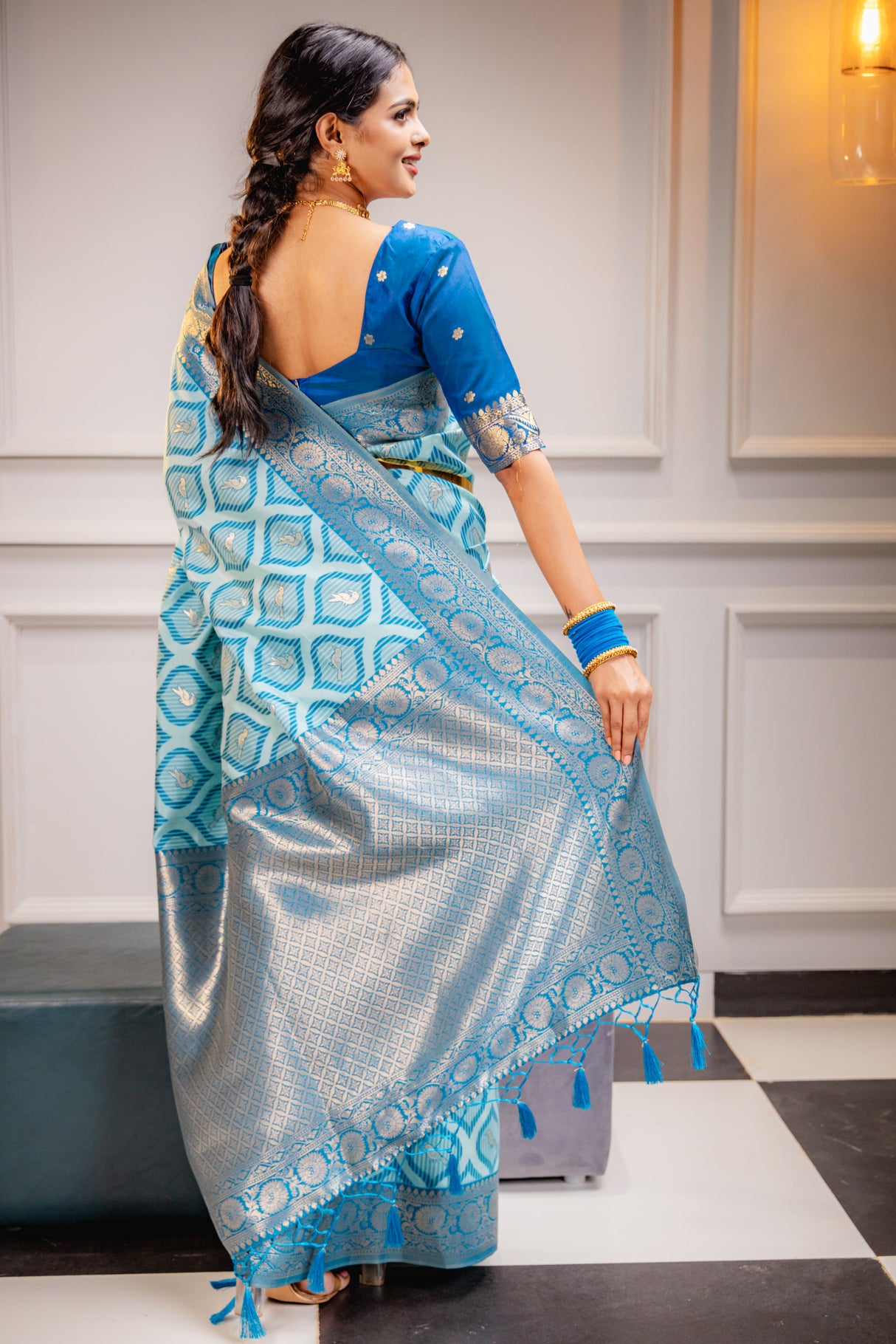 Mimosa Women's Woven Design Banarasi Style Art Silk Saree With Blouse Piece : SA00001588SFFREE