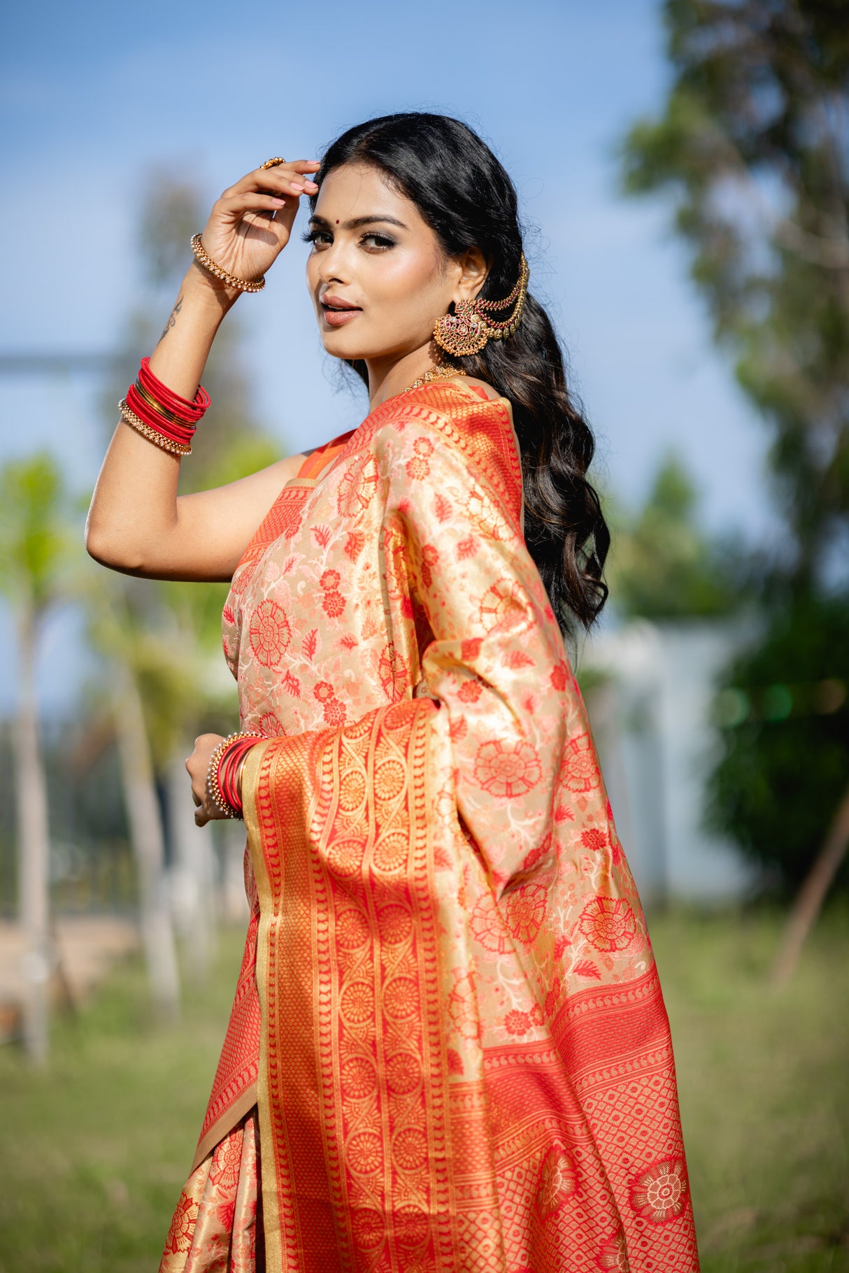 Mimosa Women's Woven Design Kanjivaram Style Art Silk Saree With Blouse Piece : SA00001621PCFREE