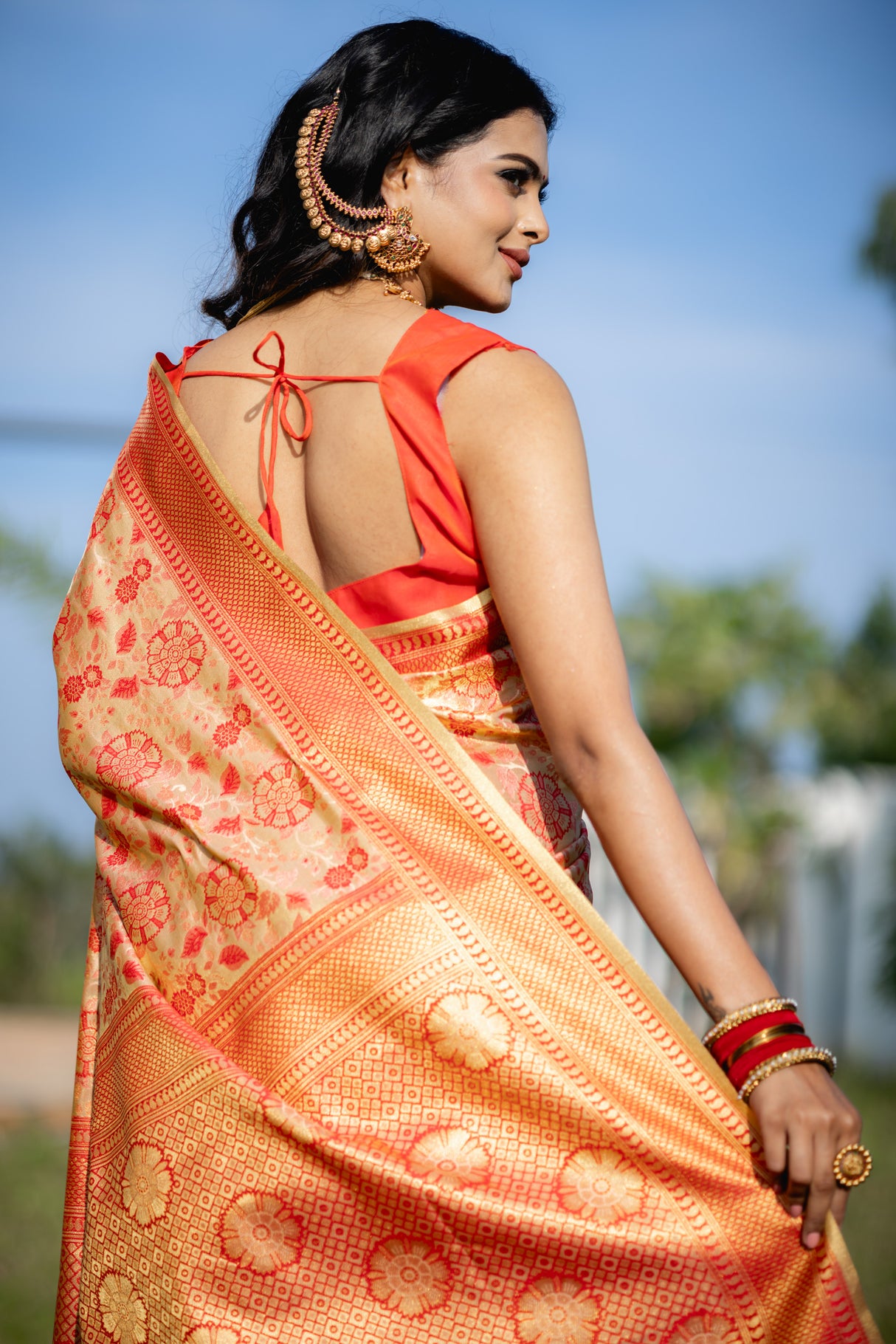 Mimosa Women's Woven Design Kanjivaram Style Art Silk Saree With Blouse Piece : SA00001621PCFREE