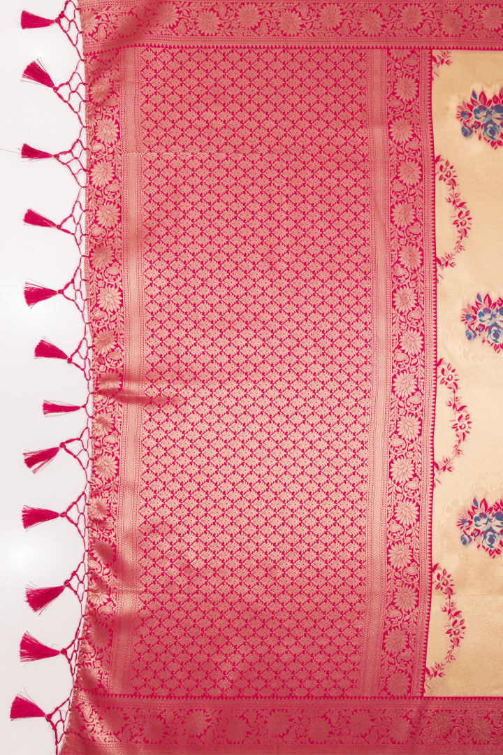 Mimosa Women's Woven Design Kanjivaram Style Art Silk Saree With Blouse Piece : SA00001626PCFREE