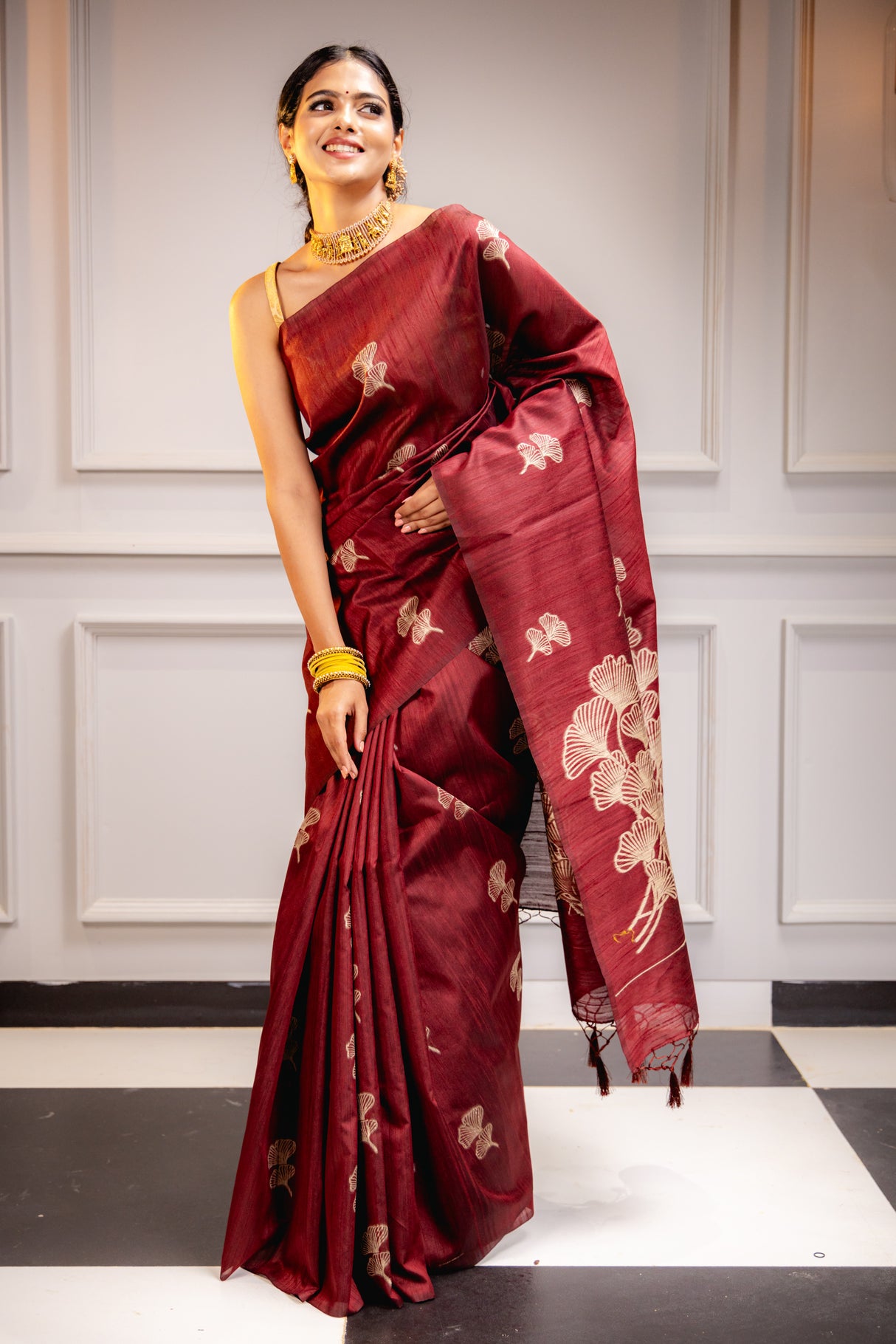 Mimosa Women's Woven Design Bishnupuri Style Art Silk Saree With Blouse Piece : SA00001662MRFREE