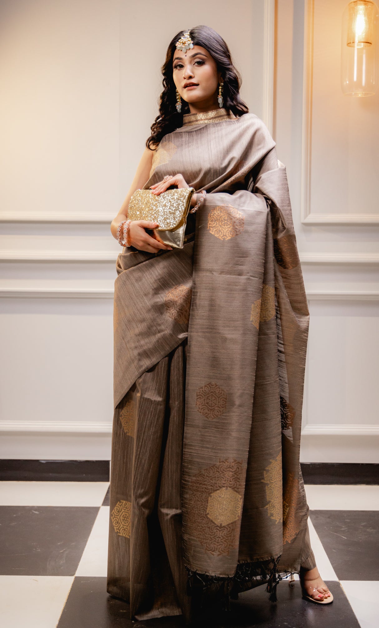 Mimosa Women's Woven Design Bishnupuri Style Art Silk Saree With Blouse Piece : SA00001666CKFREE