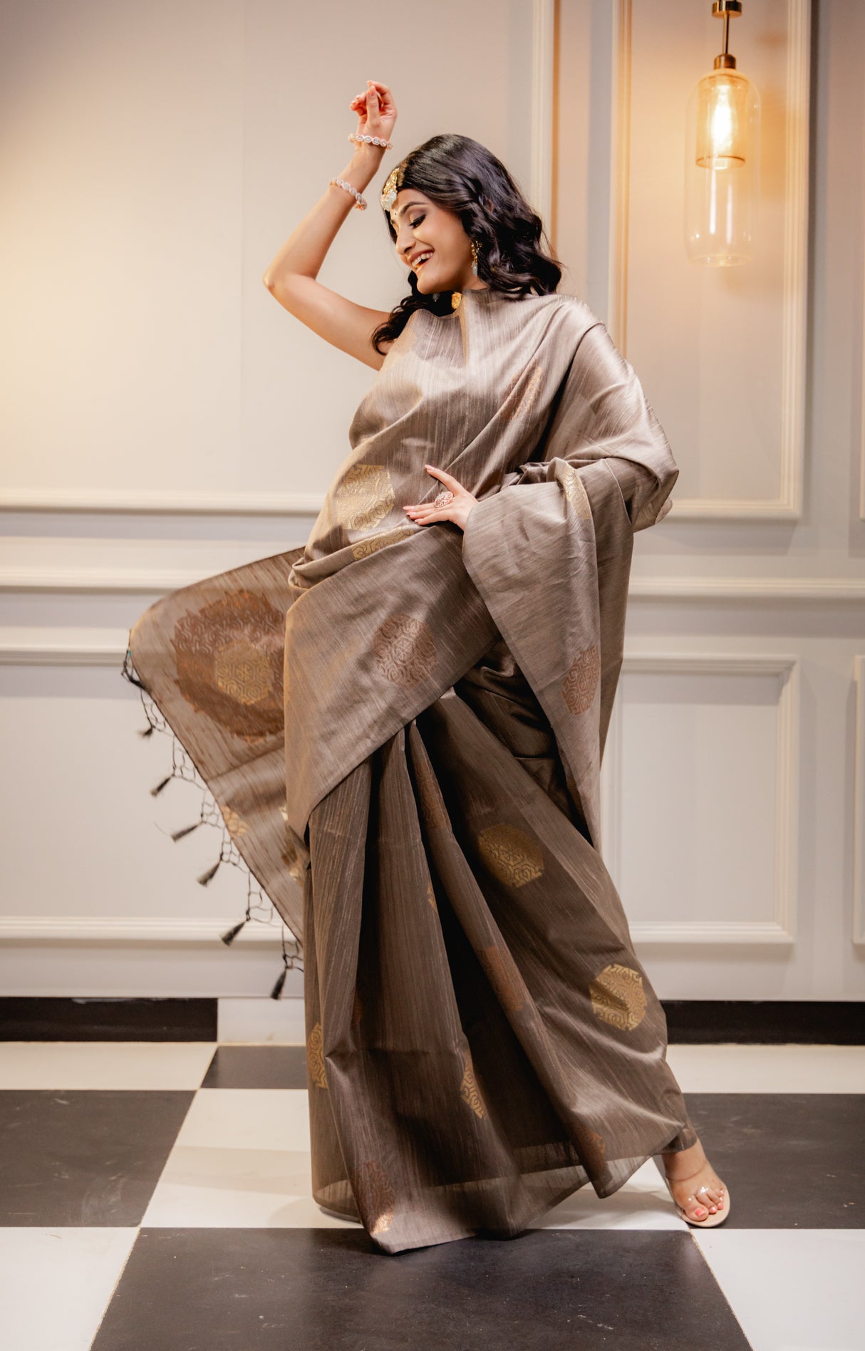 Mimosa Women's Woven Design Bishnupuri Style Art Silk Saree With Blouse Piece : SA00001666CKFREE