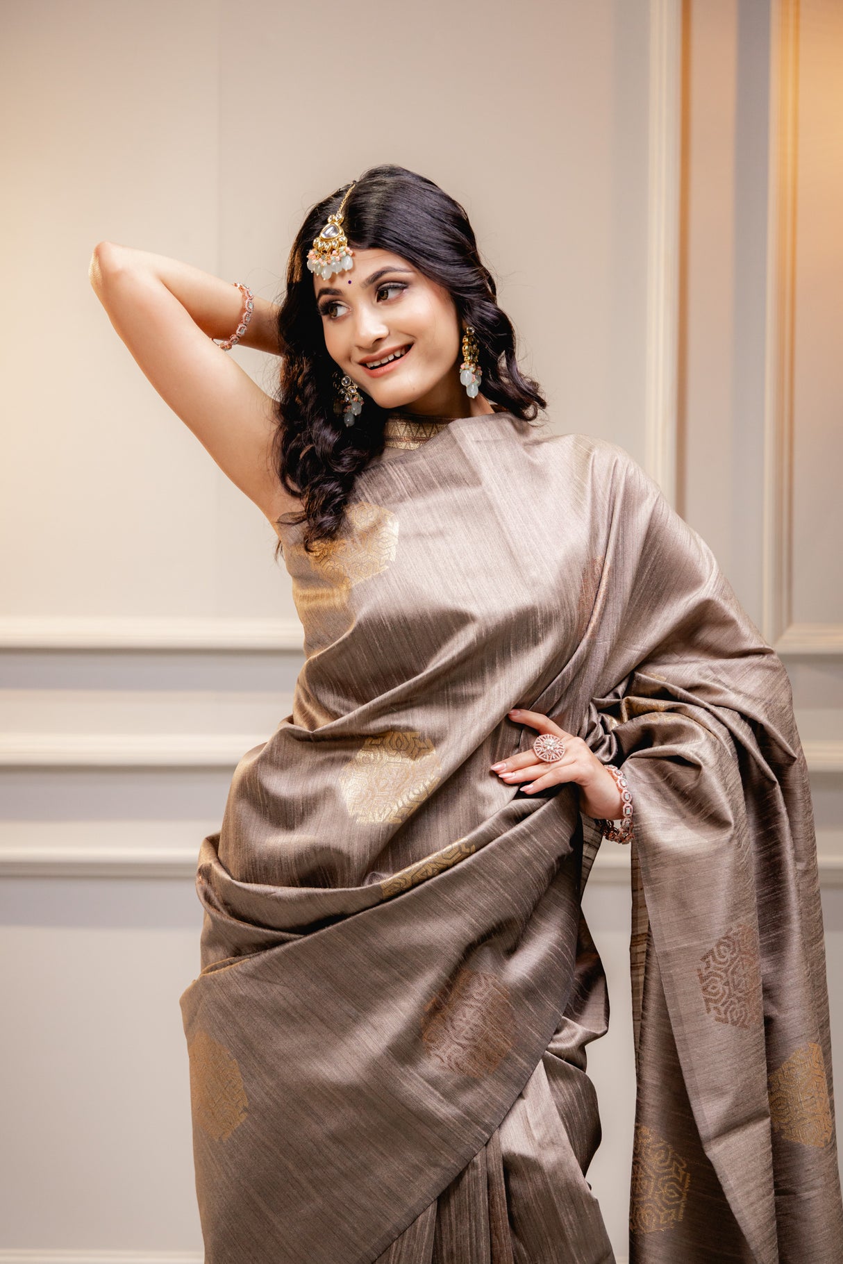 Mimosa Women's Woven Design Bishnupuri Style Art Silk Saree With Blouse Piece : SA00001666CKFREE