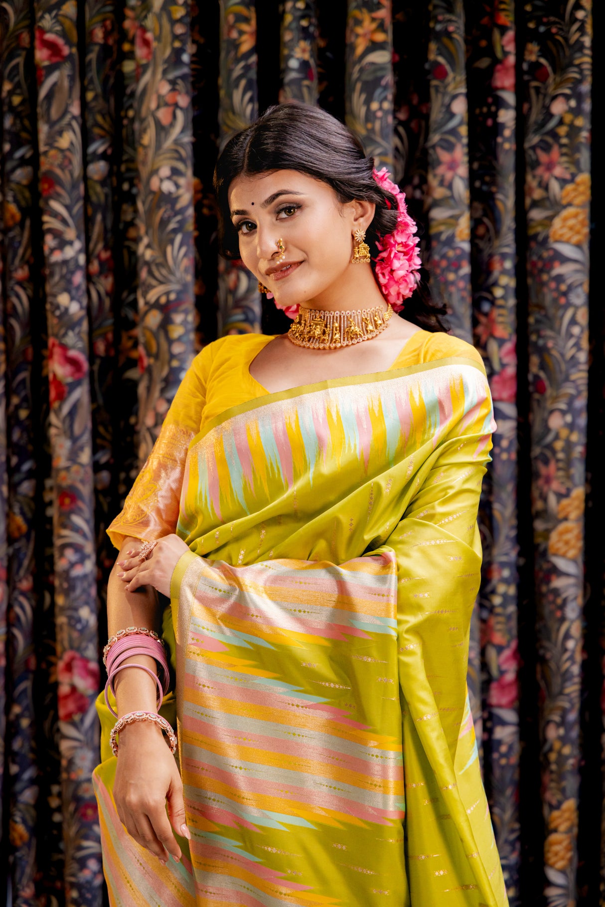 Mimosa Women's Woven Design Kanjivaram Style Art Silk Saree With Blouse Piece : SA00001667OLFREE