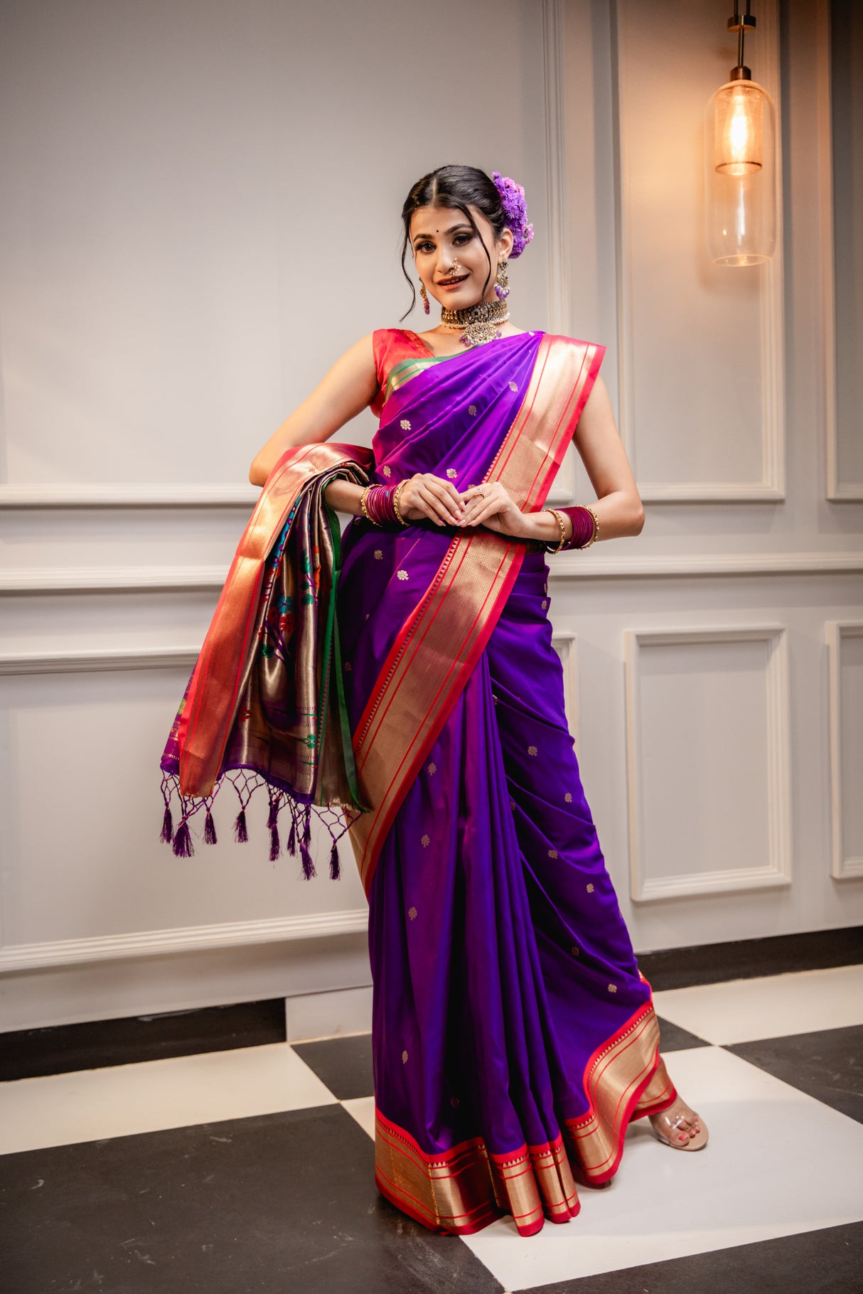 Mimosa Women's Woven Design Paithani Style Art Silk Saree With Blouse Piece : SA00001696VLFREE