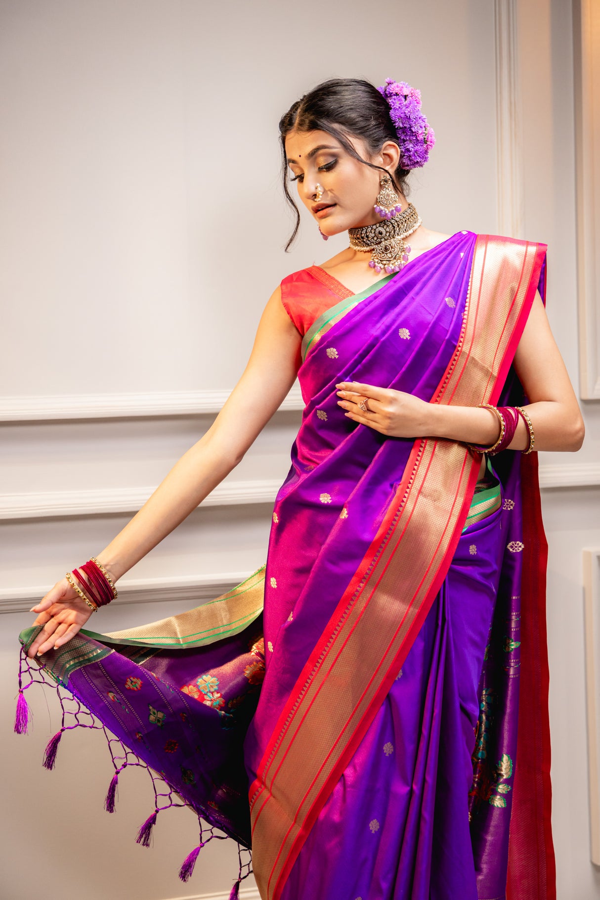 Mimosa Women's Woven Design Paithani Style Art Silk Saree With Blouse Piece : SA00001696VLFREE