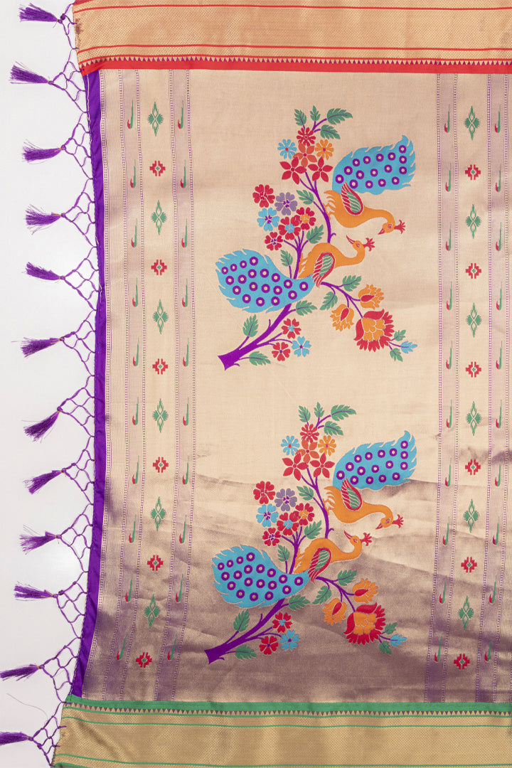 Mimosa Women's Woven Design Paithani Style Art Silk Saree With Blouse Piece : SA00001696VLFREE