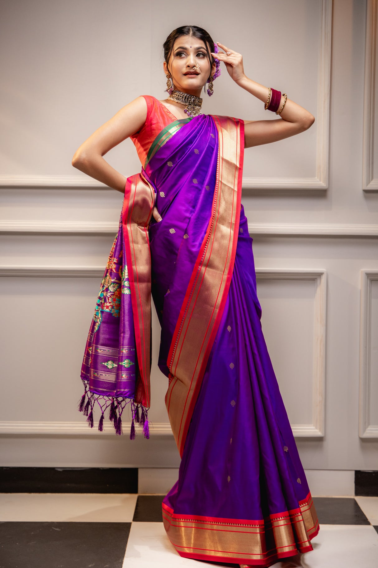 Mimosa Women's Woven Design Paithani Style Art Silk Saree With Blouse Piece : SA00001696VLFREE