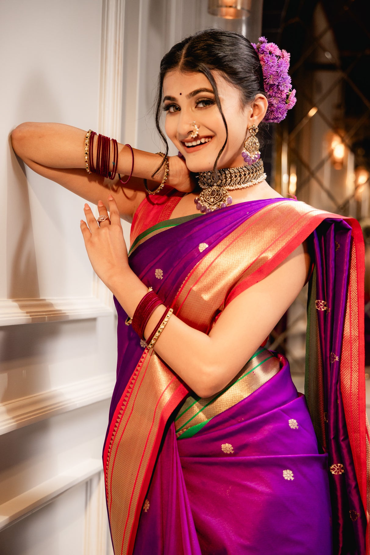 Mimosa Women's Woven Design Paithani Style Art Silk Saree With Blouse Piece : SA00001696VLFREE