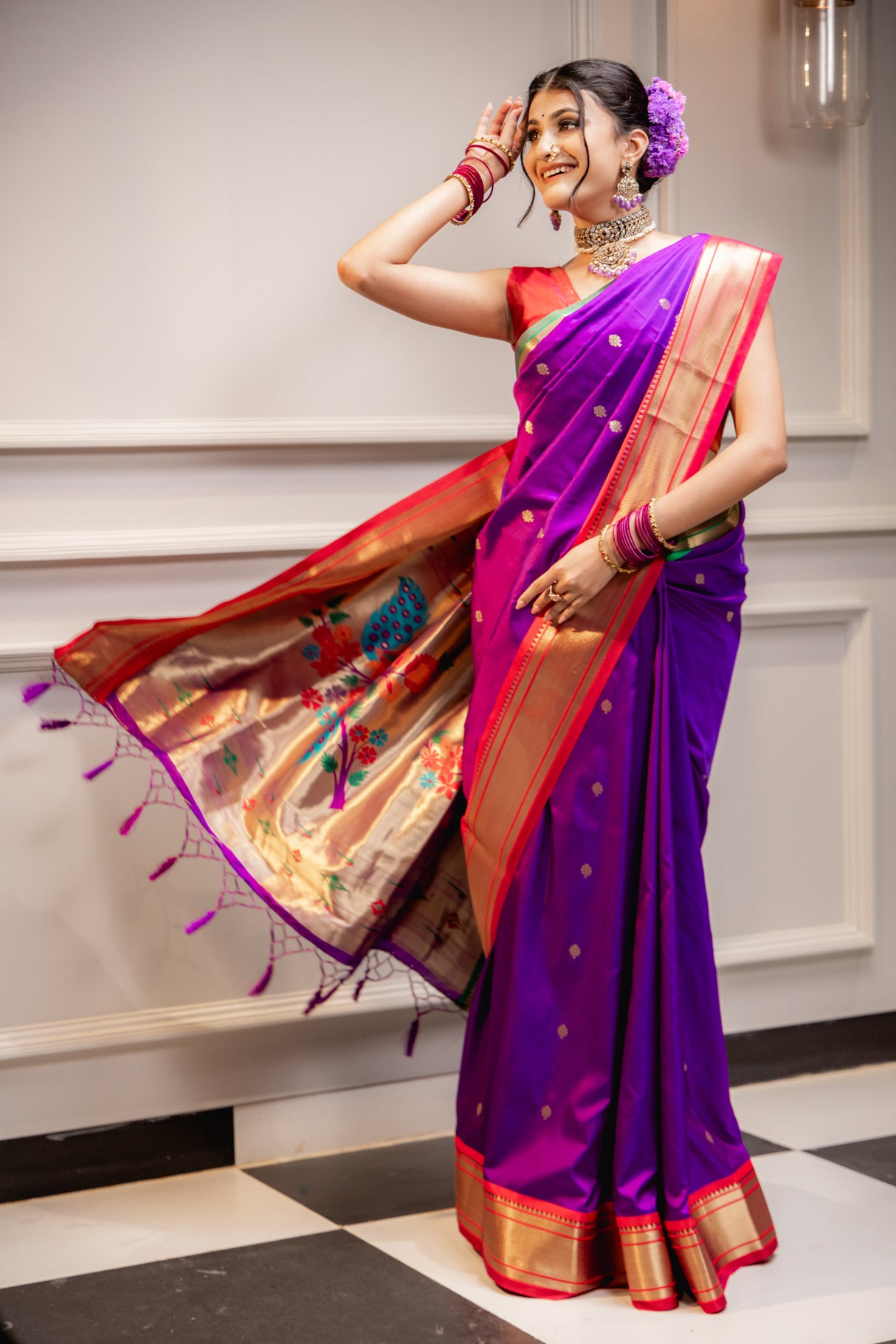 Mimosa Women's Woven Design Paithani Style Art Silk Saree With Blouse Piece : SA00001696VLFREE