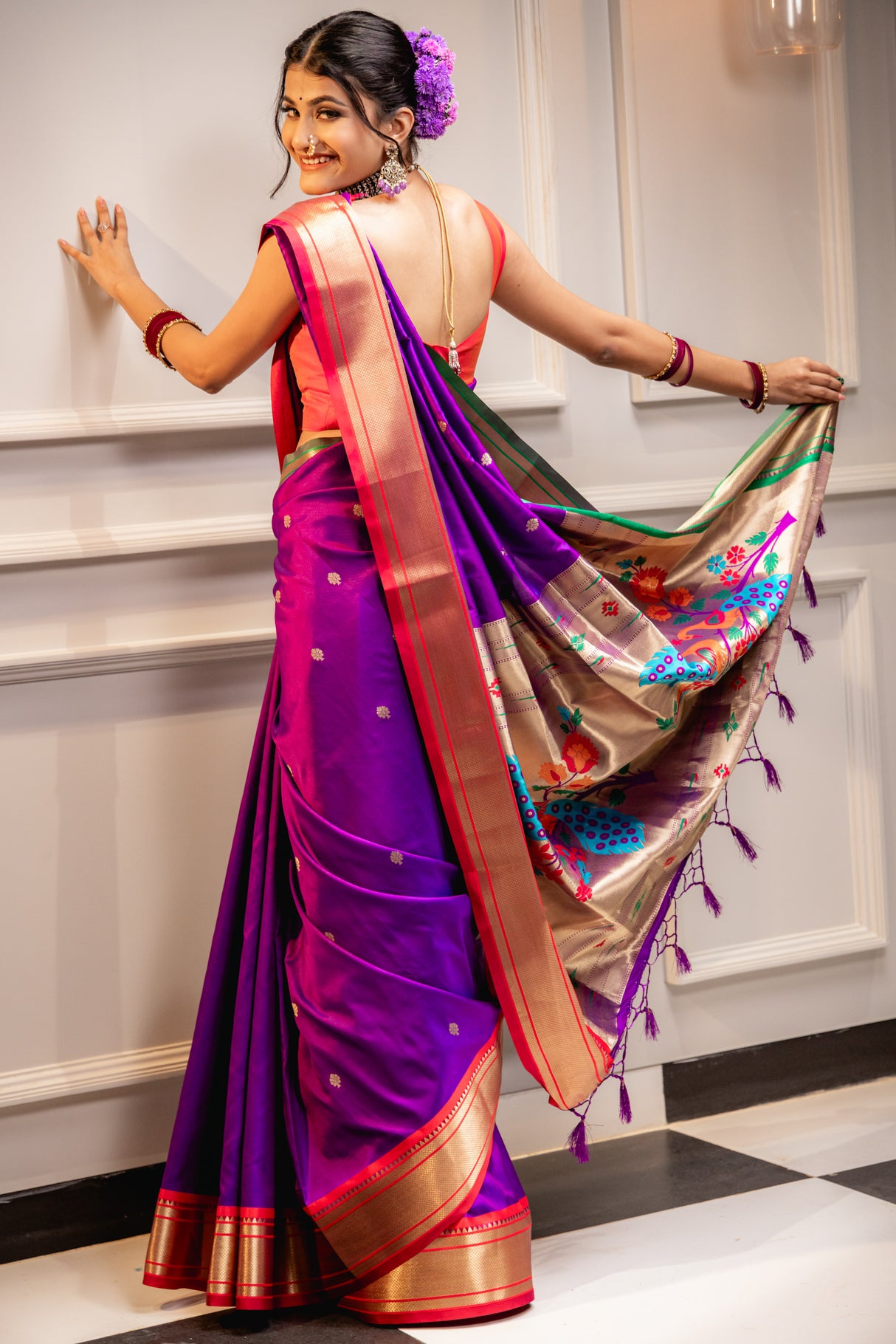 Mimosa Women's Woven Design Paithani Style Art Silk Saree With Blouse Piece : SA00001696VLFREE