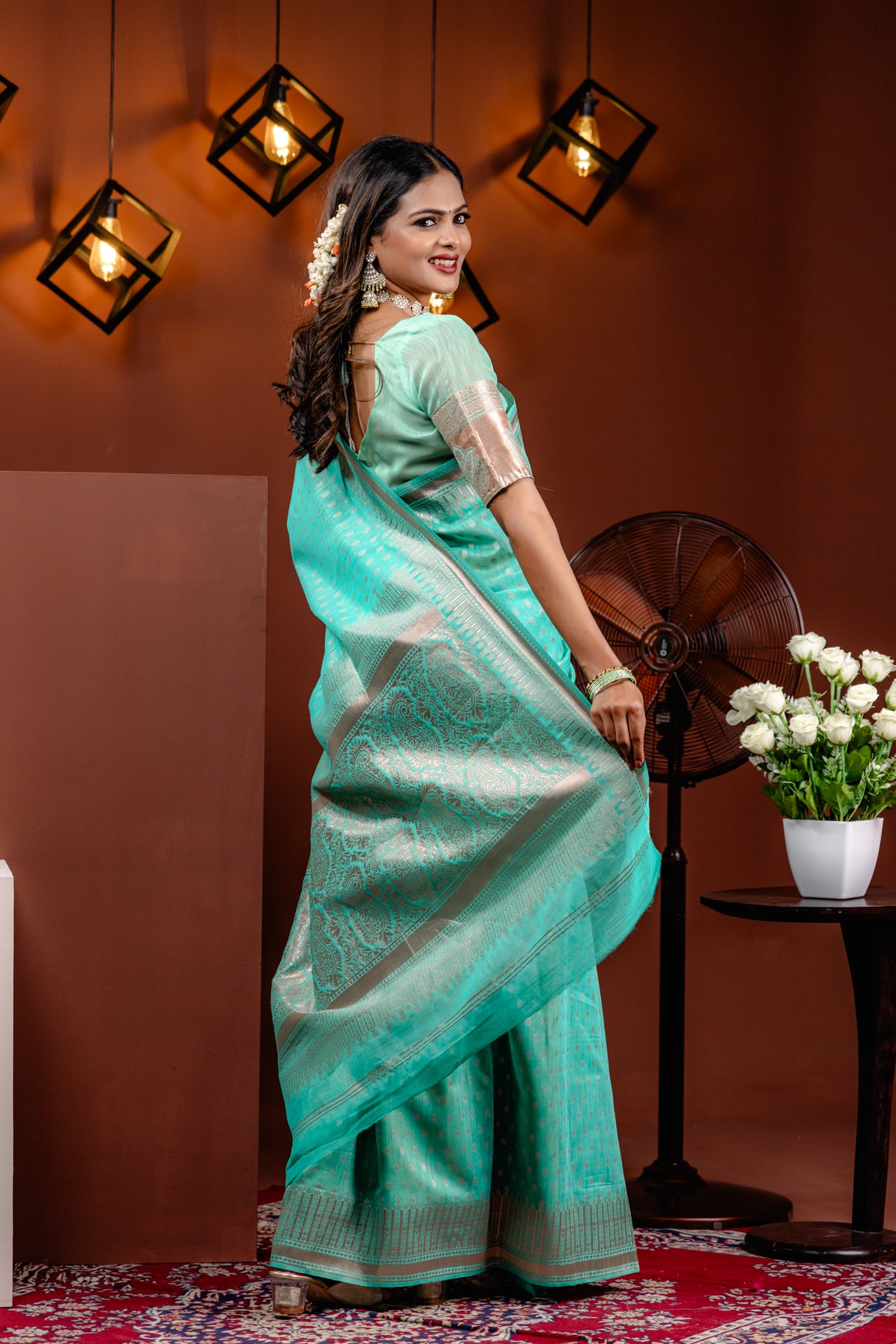 Mimosa Women's Woven Design Banarasi Style Art Silk Saree With Blouse Piece : SA00001755RMFREE