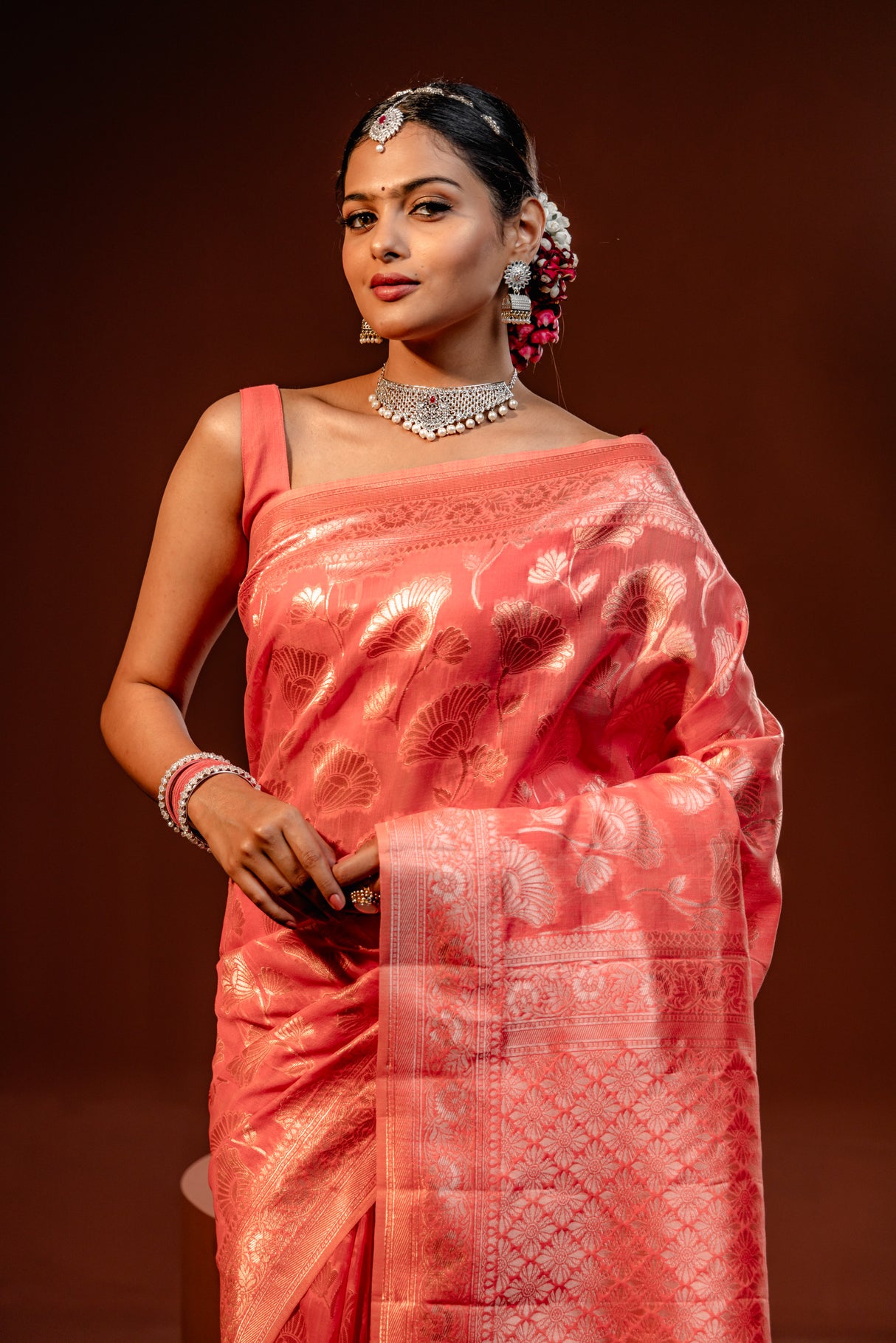 Mimosa Women's Woven Design Banarasi Style Art Silk Saree With Blouse Piece : SA00001763GJFREE