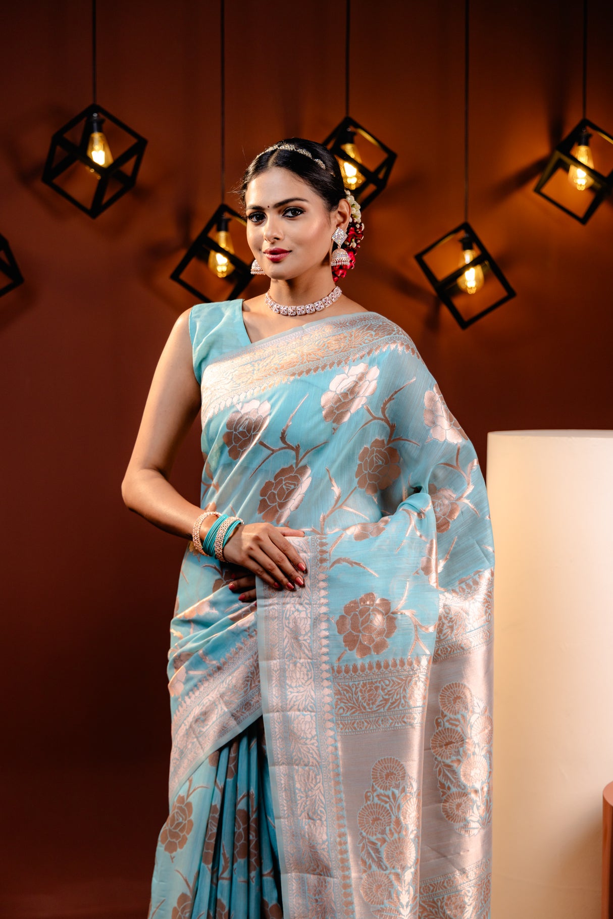 Mimosa Women's Woven Design Banarasi Style Art Silk Saree With Blouse Piece : SA00001764SFFREE