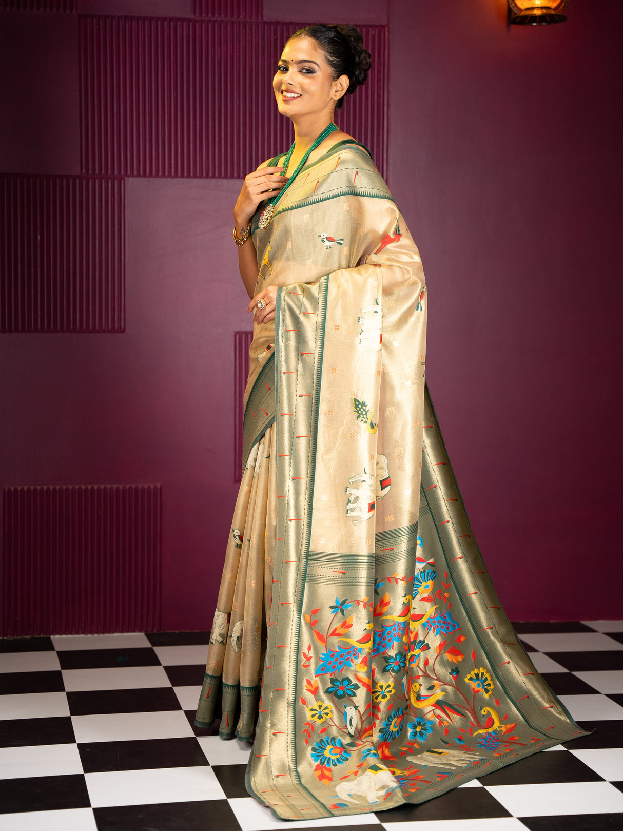 Mimosa Women's Woven Design Banarasi Style Art Silk Saree With Blouse Piece : SA00001954BGFREE