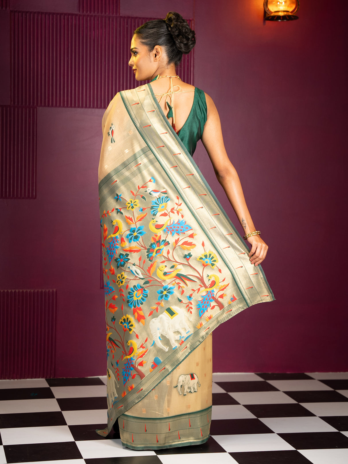 Mimosa Women's Woven Design Banarasi Style Art Silk Saree With Blouse Piece : SA00001954BGFREE