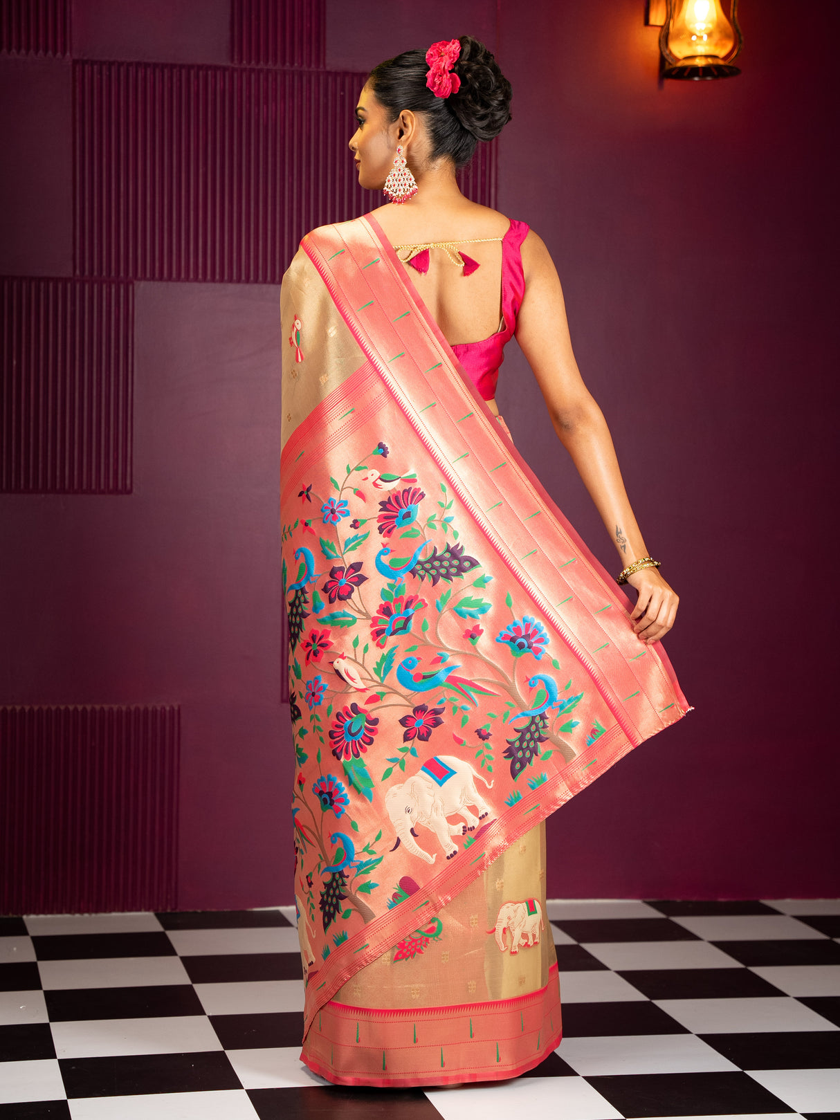 Mimosa Women's Woven Design Banarasi Style Art Silk Saree With Blouse Piece : SA00001954RNFREE