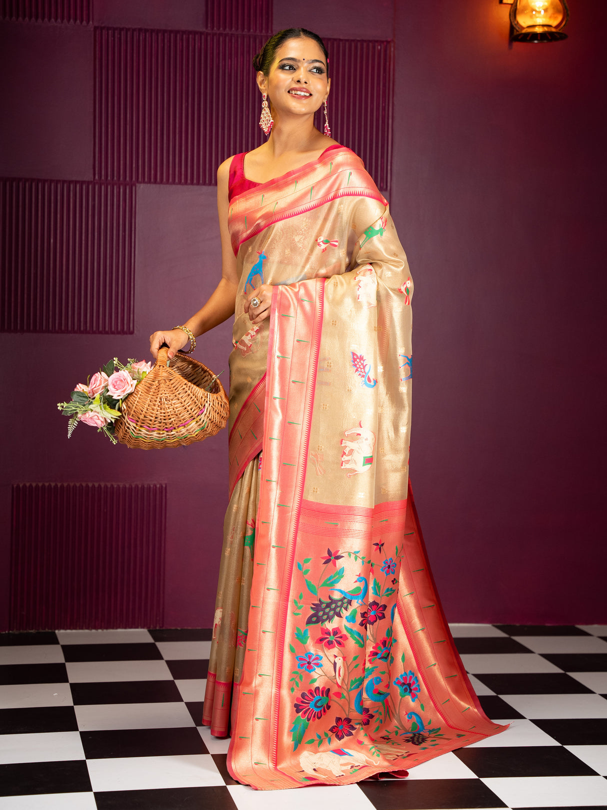 Mimosa Women's Woven Design Banarasi Style Art Silk Saree With Blouse Piece : SA00001954RNFREE