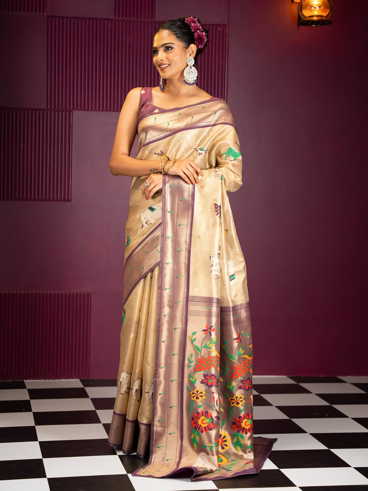 Mimosa Women's Woven Design Banarasi Style Art Silk Saree With Blouse Piece : SA00001954WNFREE