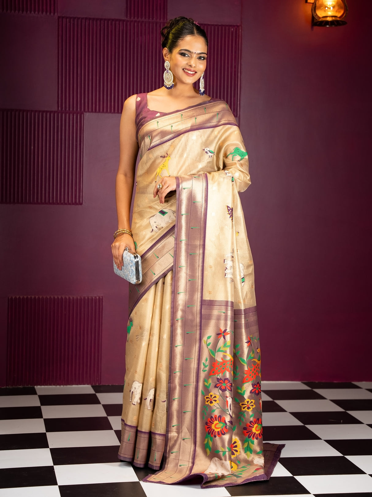 Mimosa Women's Woven Design Banarasi Style Art Silk Saree With Blouse Piece : SA00001954WNFREE