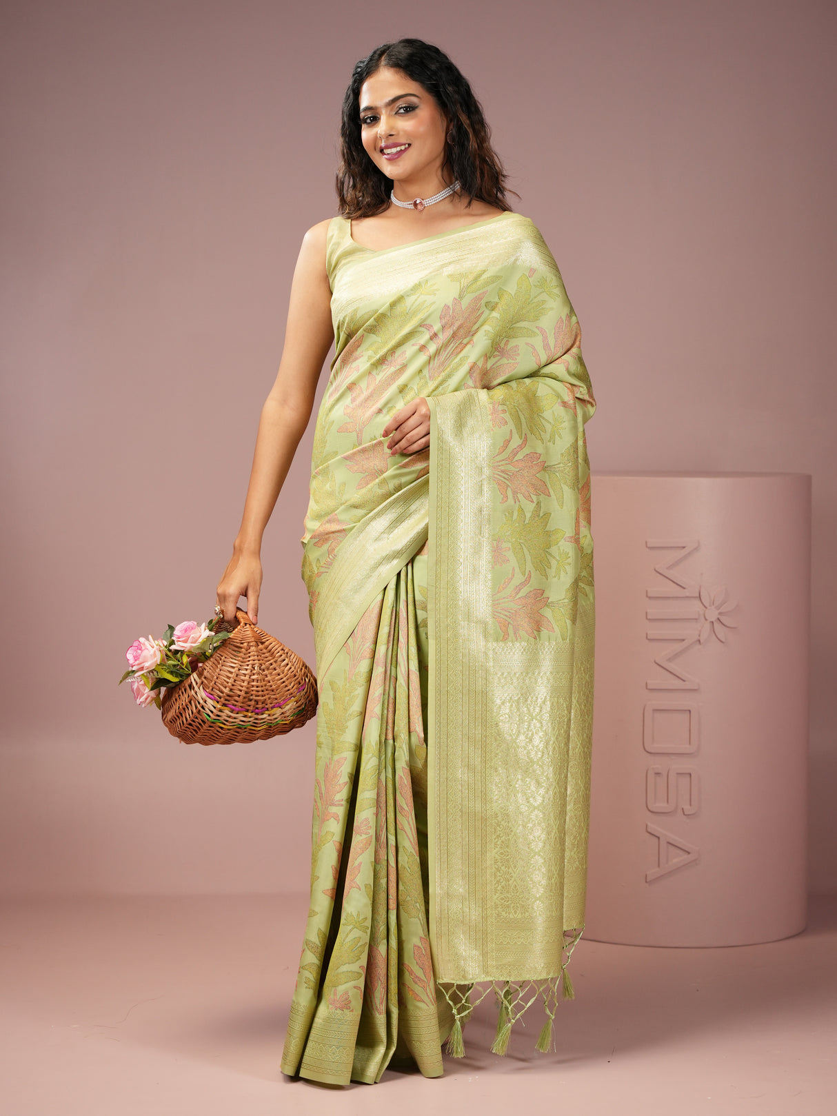 Mimosa Women's Woven Design Banarasi Style Art Silk Saree With Blouse Piece : SA00001987PSFREE