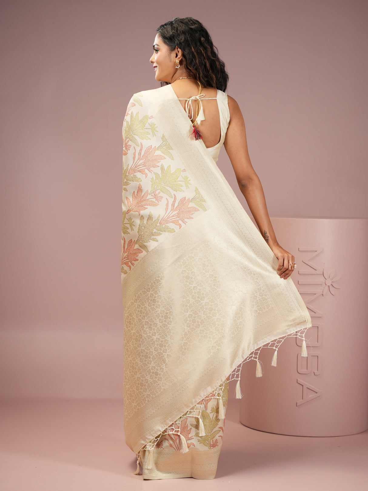 Mimosa Women's Woven Design Banarasi Style Art Silk Saree With Blouse Piece : SA00001987WHFREE