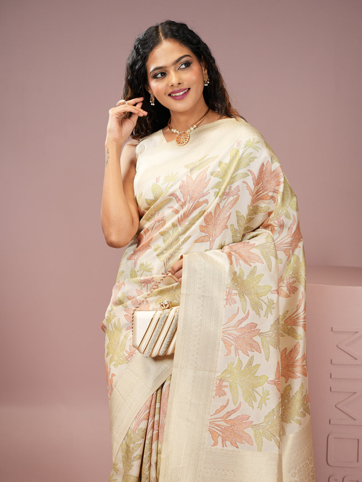 Mimosa Women's Woven Design Banarasi Style Art Silk Saree With Blouse Piece : SA00001987WHFREE